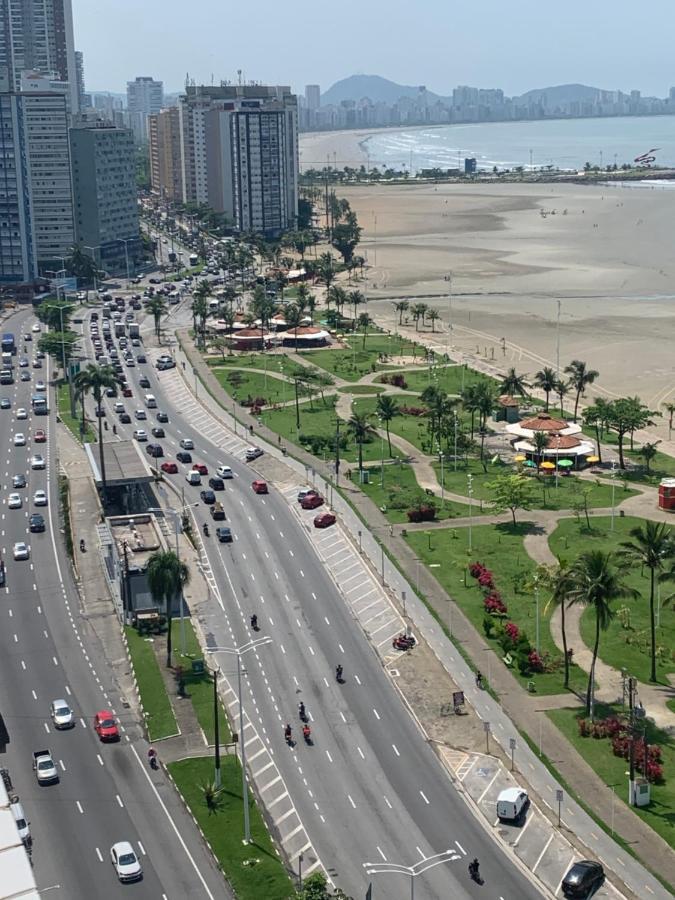 Sao Vicente Itarare Predio Frente Mar Apto Fundo Vista Parcial 외부 사진